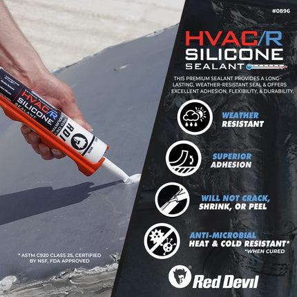 Red Devil Extreme Temperature HVAC/R Silicone Sealant, High Heat and Cold Weather Caulk, 10.1 oz, Clear