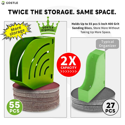 5 Inch Professional Sanding Discs Storage Bins - 10 Bins Set for Efficient Organization, Offset Snap-On Connection, Grit Classification, Space-Saving Design and Versatile Application, Green