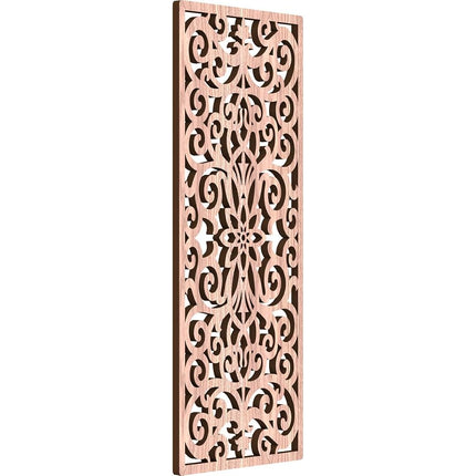Buel Decorative Pierced Fretwork Wood Wall Panels, 9 3/8"W x 24 3/8"H x 3/8"T, Walnut