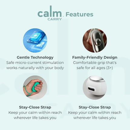 Glowco CalmCarry Sleep Aid Device – Handheld Microcurrent Relaxation Tool, Supports Calm, Focus & Gentle Relief, USB Rechargeable, Portable Wellness Device for Adults & Kids | Teal Calm Carry