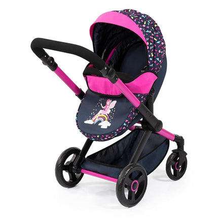 Bayer Baby Dolls Pram XEO - Convertible Doll Pushchair, Carrycot & Changing Bag - Foldable Stroller with Adjustable Handle Height for Girls, Tall Dolls Pram for 6 Years Plus, 3-5 Year Olds