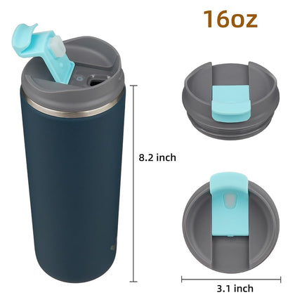 Gobelet Konokyo avec couvercle, tasse de voyage de 473 ml pour café, double paroi sous vide en acier inoxydable, tasse thermique en métal, bouteille d'eau isotherme, bleu marine
