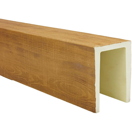 Heritage Timber Rustic Sawn Faux Wood Beam, 3-Sided (U-Beam), 3 1/2"W x 3 1/2"H x 72"L, Warm Caramel Finish