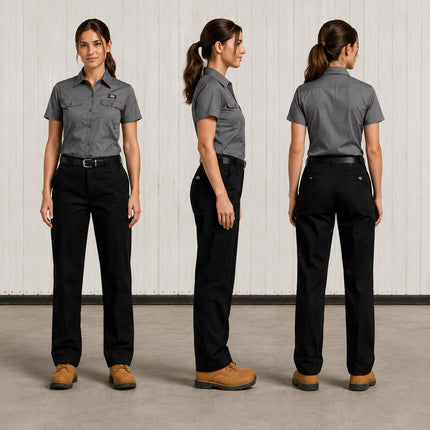 Dickies Women's Flex Original Fit Work Pants, Black, 8 Tall