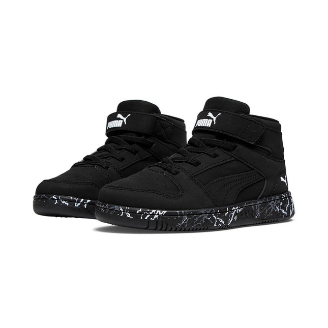 PUMA Unisex-Child Rebound Layup Mid Hook and Loop Sneaker, Black, 11.5 Little Kid