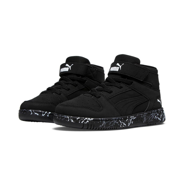 Baskets PUMA Rebound Layup en cuir synthétique à scratch pour enfant unisexe, Noir, 1.5 US Enfant (Petit enfant)