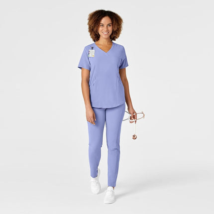 WonderWink Renew Women's V-Neck Scrub Top, Ceil Blue, XL, Ceil Blue, X-Large
