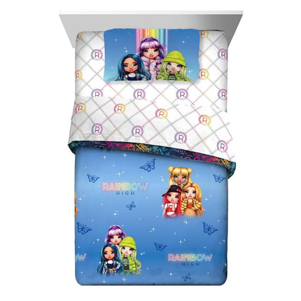 Juego de edredón y sábanas Franco, microfibra, Rainbow High, Twin