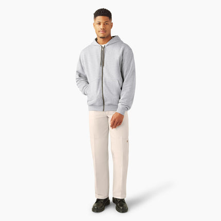 Dickies Mens Full Zip Thermal Lined Fleece Hoodie, Heather Gray, 3XL