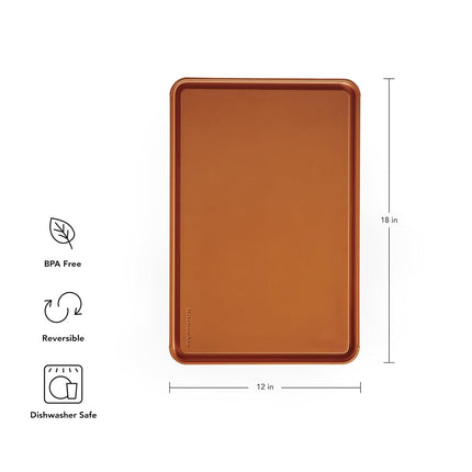 KitchenAid Classic Plastic Cutting Board with Perimeter Trench and Non Slip Edges, Dishwasher Safe, 12 x 18 inch, Scorched Orange