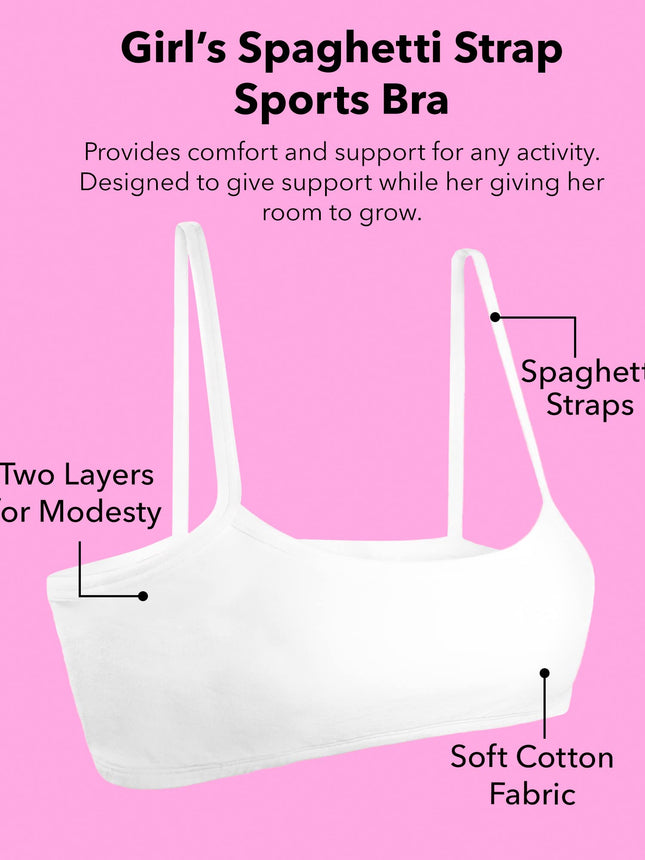 Soutien-gorge de sport à fines bretelles en coton Fruit of the Loom pour filles, Nude clair/Rose poudré/Crème du désert/Thé sucré, 36A