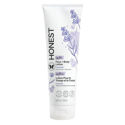 Honest Calming Lavender Hypoallergenic Face And Body Lotion With Naturally Derived Botanicals, Dreamy Lavender, 8.5 Fluid Ounce