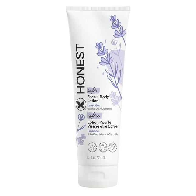 Honest Calming Lavender Hypoallergenic Face And Body Lotion With Naturally Derived Botanicals, Dreamy Lavender, 8.5 Fluid Ounce