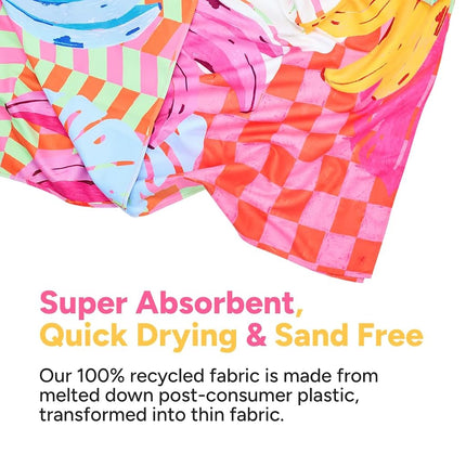 Dock & Bay Beach Towel - Quick Dry, Sand Free - Compact, Lightweight - 100% Recycled - Includes Bag - Banana Karma - Extra Large (200x90cm, 78x35)