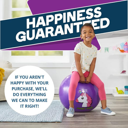 Flybar Hopper Ball for Kids, Inflatable Bouncy Ride-On Ball w/Handle for Indoor & Outdoor Active Play, Includes Pump, Jump Toy for Boys & Girls, Supports Up to 165 lbs, Ages 3+, 18-Inch, Small