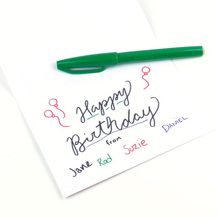 Pentel Sign Pen Fiber-Tipped Pen, Green Ink, Box of 12 (S520-D)