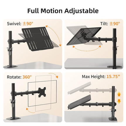 suptek MD6421TP004 PC Monitor Stand with Laptop Tray, Monitor Stand for LCD/LED Screens - Monitor Stands and Risers Desk Accessory Wall Mount