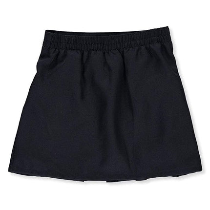 Nautica Girls' School Uniform Pleated Pull-on Scooter Skirt with Undershorts, Knit Waistband, Navy Ruffle, 4