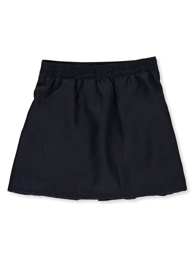 Nautica Girls' School Uniform Pleated Pull-on Scooter Skirt with Undershorts, Knit Waistband, Navy Ruffle, 7