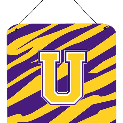 Caroline's Treasures Tiger Stripe-Purple Gold Wall or Door Hanging Prints, Initial U, 6 x 6, Multicolor