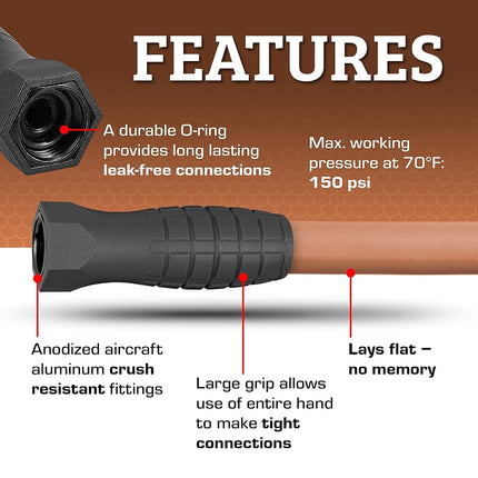 Colors HFZC510TCS-E SwivelGrip Garden Hose, 5/8" x 10', 3/4"-11 1/2 GHT Fittings, Red Clay