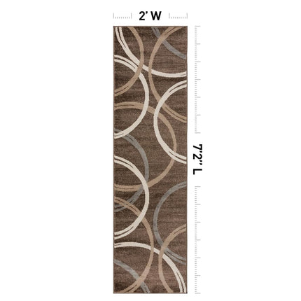 Rugshop Modern Wavy Circles Desing Runner Rug 2' x 7' 2" Brown