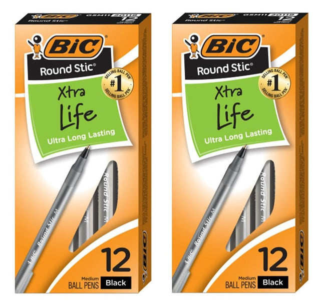 Bolígrafo BIC Round Stic Xtra Life, punto mediano (1.0 mm), azul, 12 unidades