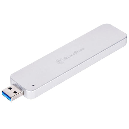 SilverStone Technology M.2 SATA SSD to USB 3.1 Gen 2 Enclosure with Retractable Aluminum USB Type-A Housing in Silver MS09S