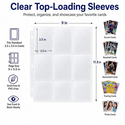 HBK Baseball Card Binder 900 Pockets, PU Leather with 50 Sleeves