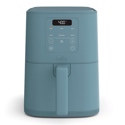 bella 4Qt Slim Air Fryer, Fits-anywhere Kitchenware, EverGood Ceramic Nonstick Coating, Adjustable Temperature, 6 Preset Cooking Options, 60 Min Auto Shutoff w Audible Tone, 3.3lb Capacity, Surf