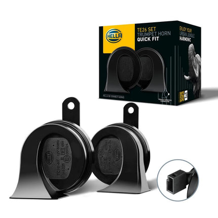 HELLA 012010901 Black 12V BX Trumpet Horn Kit (Toyota)