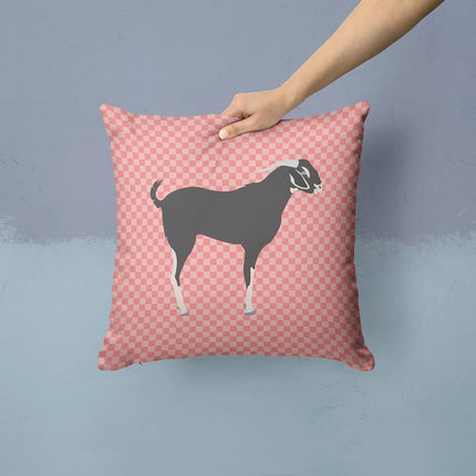 Caroline's Treasures BB7884PW1414 Black Bengal Goat Pink Check Fabric Decorative Pillow, 14Hx14W, Multicolor