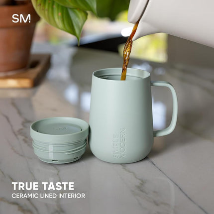Simple Modern Travel Coffee Mug with Lid and Handle | Reusable Insulated Stainless Steel Coffee Tumbler Tea Cup | Gifts for Women Men Him Her | Voyager Collection | 12oz | Blue Dune