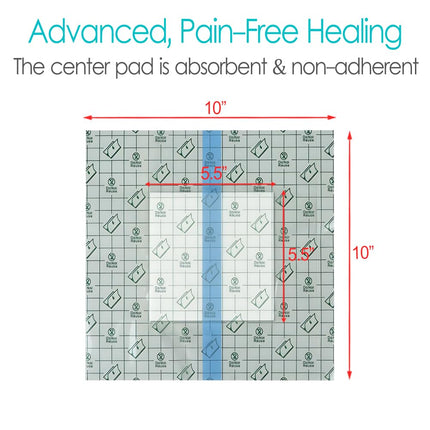 Waterproof Shower Protector | 10x10 Inch Dialysis Catheter Shower Cover Large | Without Glue in The Center for Chest Chemo Port Picc Line PD Peritoneal Dialysis Accessories Bandage (Pack of 25)