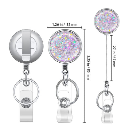Boutilon Retractable Badge Holder, Badge Reels,Lightweight Plastic Badge Reel Card Holder Backing Belt Clip for Nurse,Volunteer,Teacher,Student(4 Pack Silver Pink Golden Red)