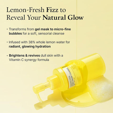 FULLY Lemon Vita Bubble Mask Cleanser 150ml, Gel-to-Foam Face Wash