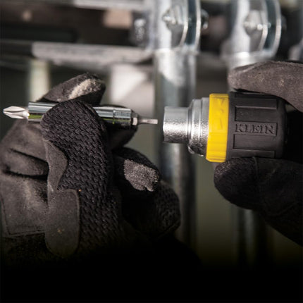 Klein 32593 Ratcheting Stubby Screwdriver, Black