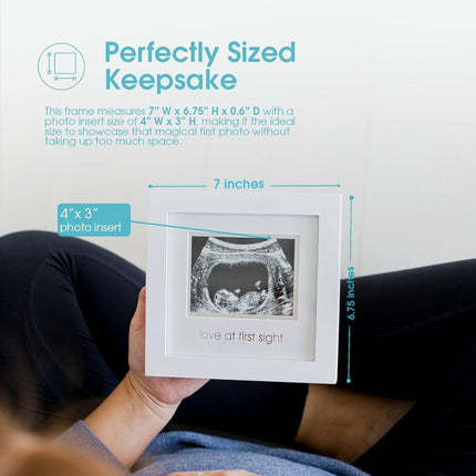 Pearhead Love at First Sight Sonogram Picture Frame, Gender Neutral Ultrasound Keepsake, Ideal Pregnancy Gift, Baby Shower and Nursery Decor, White