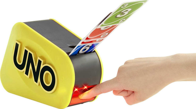 Mattel Games Uno Attack Mega Hit Card Game with Random-Action Launcher with Lights & Sounds & 112 Cards, Kid, Teen & Adult Game Night Gift Ages 7 Years & Older