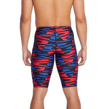 Speedo Men's Disco Boom Splice Swim Jammer, Team Royal Blue/Red/White, 32