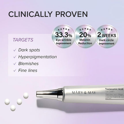 Mary&May Glutathione Eye Cream Special Set - Powerful Antioxidant, Reduces Dark Circles in the Eye, Improve Uneven Skin Tone with Vitamin C, 30ml+ Mini 10ml 2 Pack