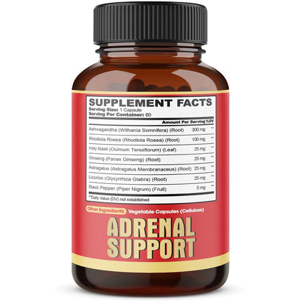 agobi 7in1 Adrenal Support Supplement - 60 Capsules - 2 Month Supply for Body Balance - With Ashwagandha, Rhodiola, Ginseng & more