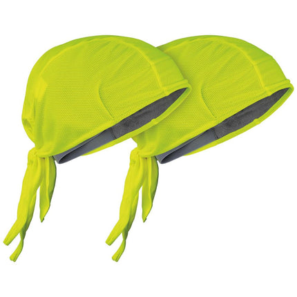 KLEIN TOOLS 60546 Cooling Do Rag, Sweat Wicking Under Helmet Skull Cap in High-Visibility Yellow, 2-Pack