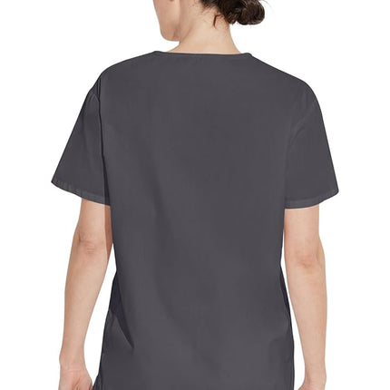 Dickies Men's Signature V-Neck Scrubs Shirt, Pewter, XXL