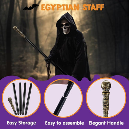 JOYIN Halloween Staff, Elegant Vintage Gold Walking Cane Prop Stick Kids Women Men Costume Party, Halloween Cane for Pretend Costume, Vampire Dress Up Parties