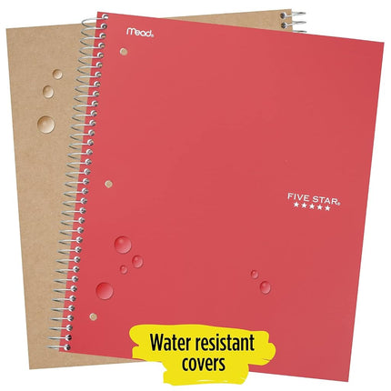 Five Star Spiral Notebooks, 5 Subject, College Ruled Paper, 200 Sheets, 11" x 8-1/2", Teal, Pink, 2 Pack (73509)