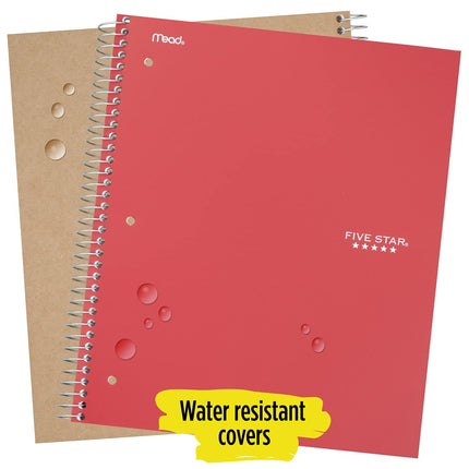 Five Star Spiral Notebooks, 5 Subject, College Ruled Paper, 200 Sheets, 11" x 8-1/2", Teal, Pink, 2 Pack (73509)