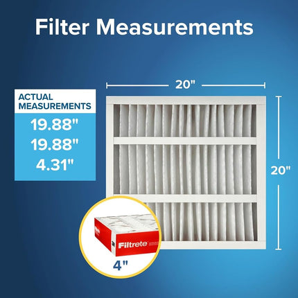 Filtrete Allergen Defense, Electrostatically charged filter media, White, 20x20x4