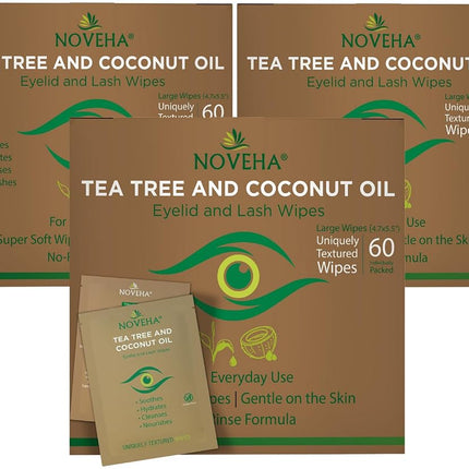 NOVEHA Tea Tree & Coconut Oil Eyelid & Lash Wipes 