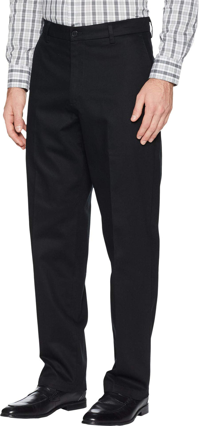 DOCKERS Men's Relaxed Fit Signature Khaki Lux Cotton Stretch Pants, Black, 34W x 32L
